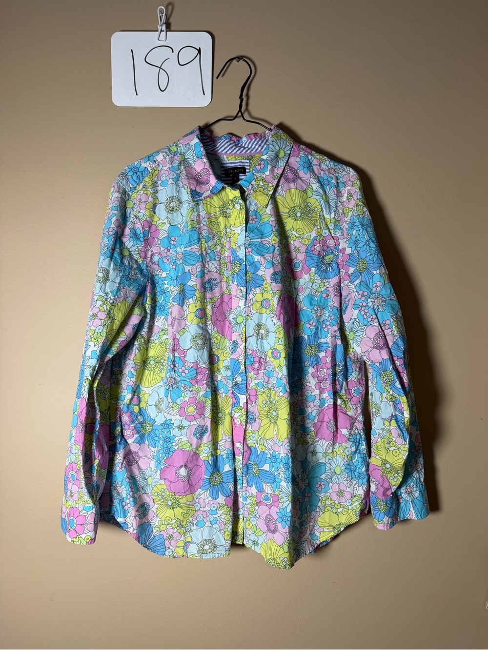 Talbots Floral Button-Down Shirt in Blue, Pink & Lime sz XL